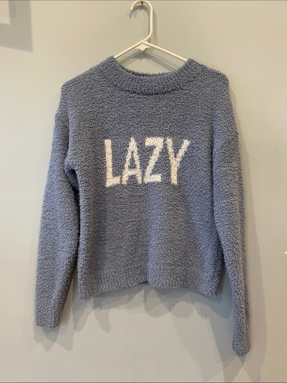 Cozy Blue 'LAZY' Women's Crewneck Sweater new size small